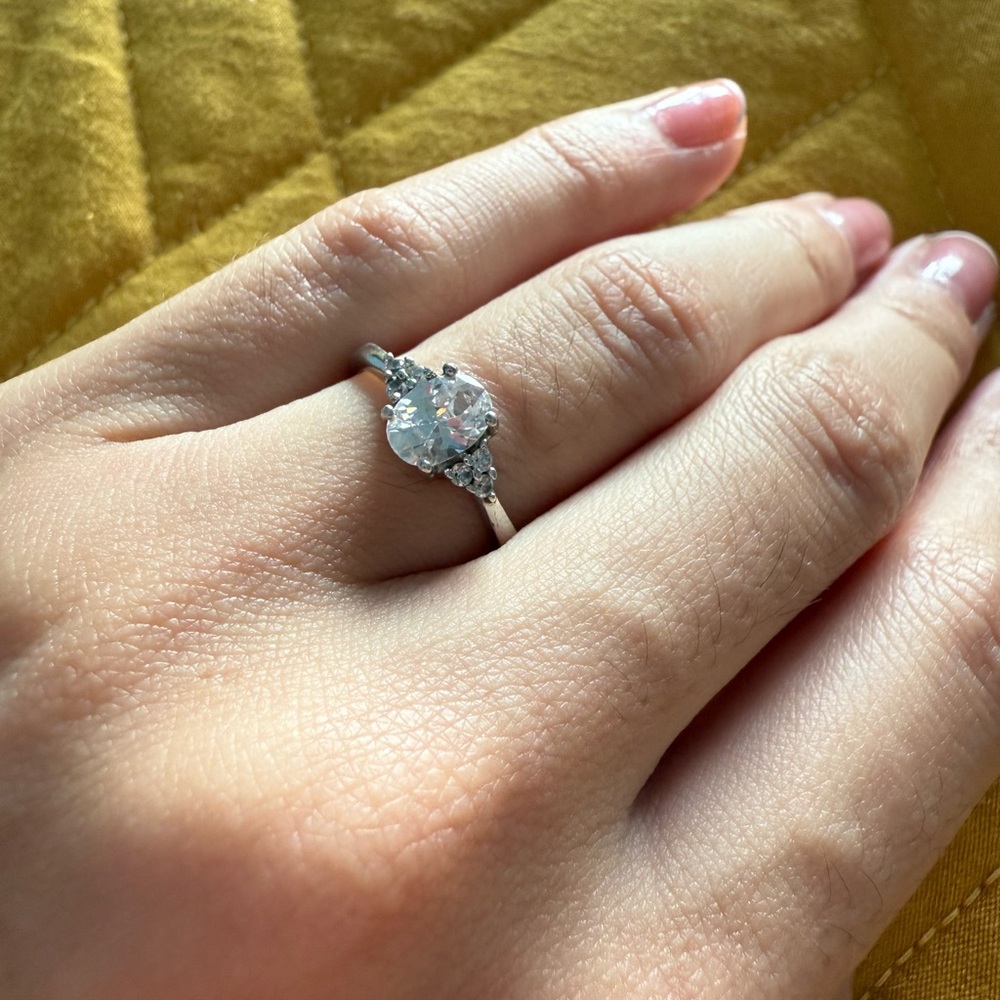 CZ Sterling Silver Ring with accent stones